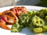 Bacon-Wrapped Shrimp With Chunky Tomatillo Salsa and Tomato Vina. Photo by FolkDiva