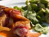 Bacon-Wrapped Shrimp With Chunky Tomatillo Salsa and Tomato Vina. Photo by FolkDiva