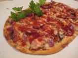 Flatbread Pizza With BBQ Chicken, Gruyere and Caramelized Onion