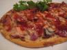 Flatbread Pizza With BBQ Chicken, Gruyere and Caramelized Onion