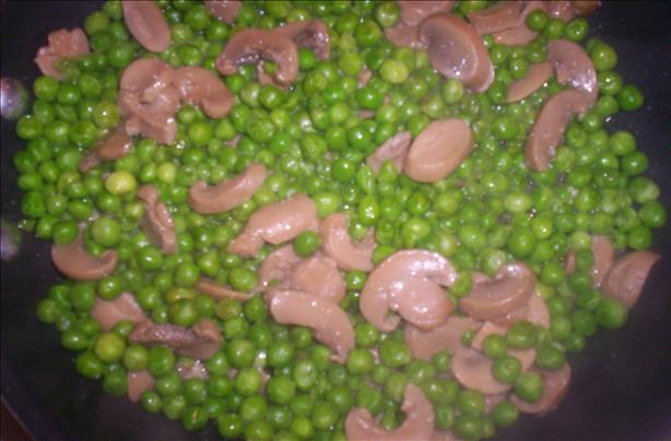 Sauteed Peas With Mushrooms and Garlic. Photo by Chef shapeweaver &copy;