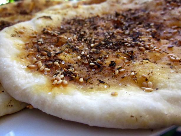 Manaquis Bil-Za'tar -- Thyme Bread (Lebanon -- Middle East). Photo by gailanng