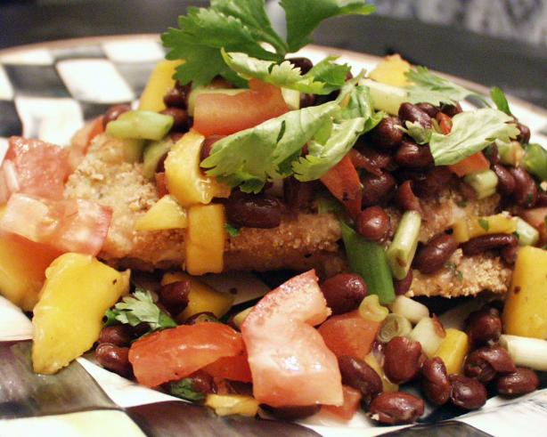 Oven-Fried Flaxseed Coated Turkey Cutlets With Black Bean Salsa. Photo by FLKeysJen