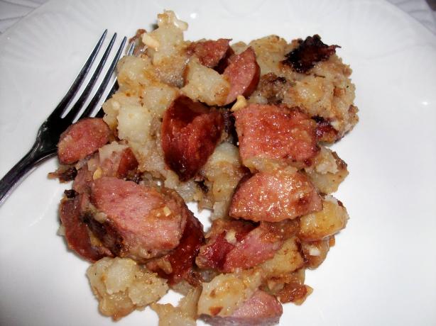Fried Potatoes and Smoked Sausage. Photo by mightyro_cooking4u