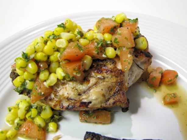 Argentinean Garlic Chicken With Corn, Tomato and Parsley Sauce. Photo by loof