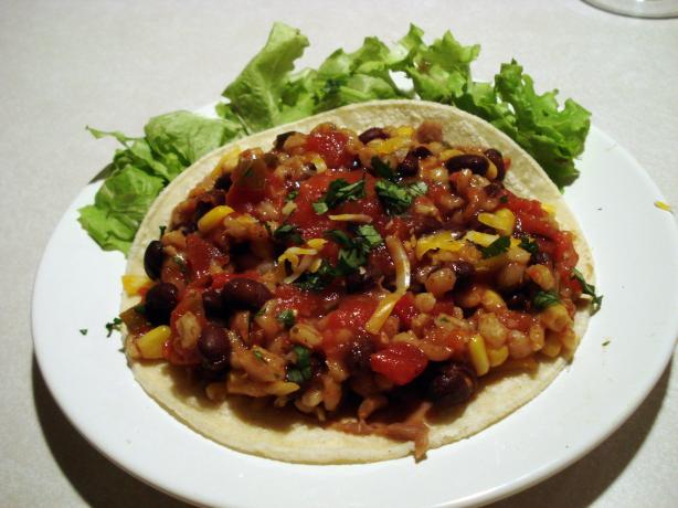 Barley, Black Bean and Corn Burritos. Photo by ATouchofZing