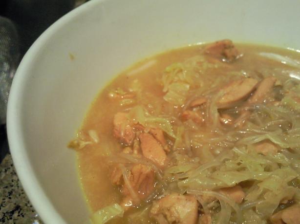 Chicken Floating in Curried Coconut Soup. Photo by Coasty