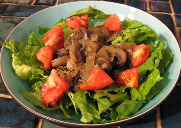 Shiitake Mushrooms With Garlic and Shallots on Greens. Photo by breezermom