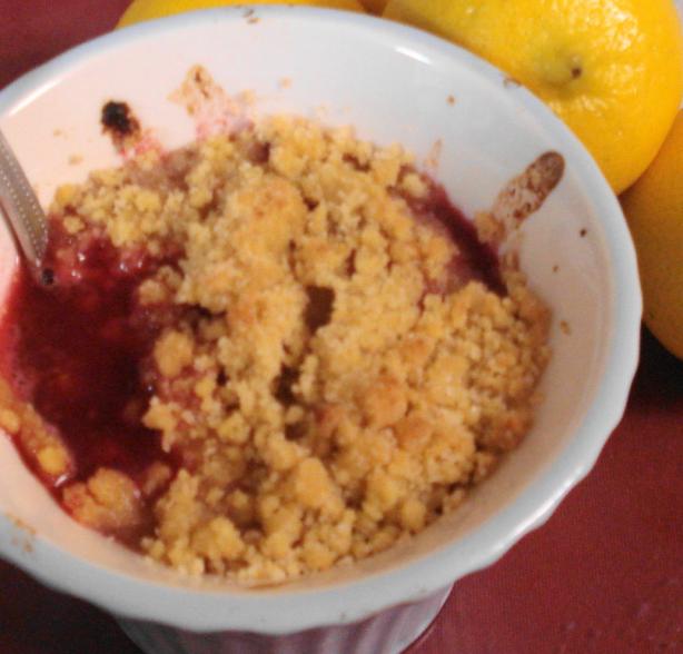 Individual Peach and Blueberry Crumbles. Photo by djmastermum