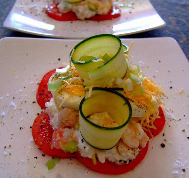 Salad Stack With Shrimps. Photo by Zurie