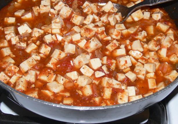 Tofu With Tomatoes and Coriander. Photo by Miss Annie in Indy