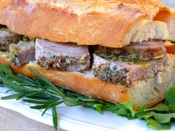 Roasted Pork Loin With Mustard Garlic and Herbs. Photo by BecR