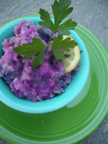 Purple Majesty Fork-Crushed Potatoes. Photo by Cookgirl