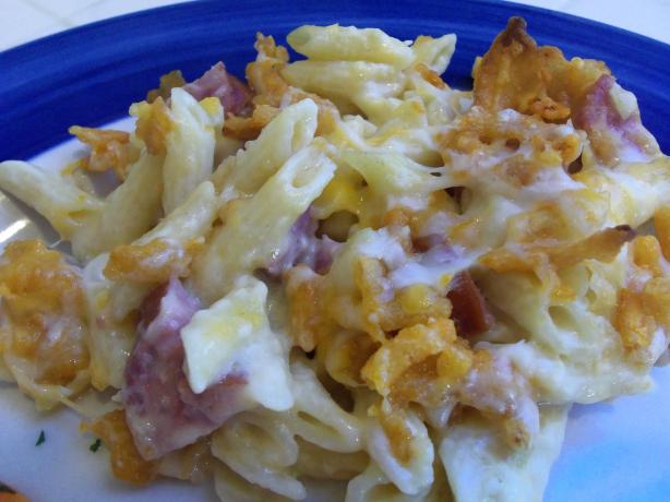 Cheesy Penne Pasta and Smoked Sausage Casserole. Photo by AZPARZYCH