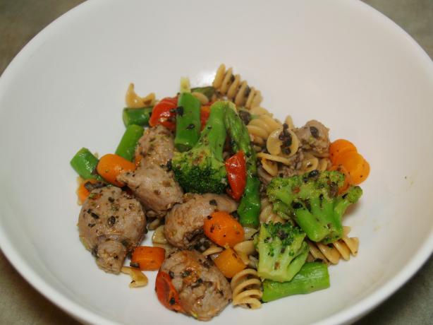 Whole Wheat Fusilli With Vegetables and Turkey Sausage. Photo by TattooedMamaof2