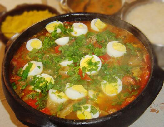 Bahian Brasilian Fish Stew, Decorated With Boiled Eggs (Moqueca. Photo by Marcinho Savant