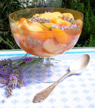 Fresh Peaches in Sauternes Soak With Angelica and Lavender. Photo by French Tart