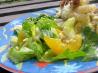 Mixed Green Salad With Fresh Peaches, Basil and Chevre. Recipe by CaliforniaJan