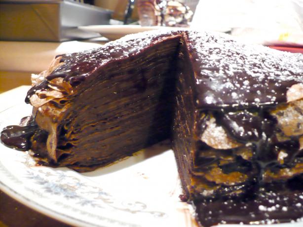 Crepe Cake With Espresso Chocolate Glaze. Photo by Hannah Verrinder