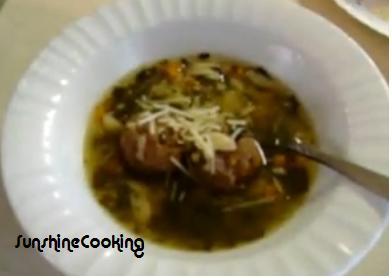 Solar Cooked Italian Style Wedding Soup With Meatballs. Photo by SunshineCooking