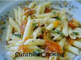 Solar Cooked Roasted Tomatoes & Onions Pasta