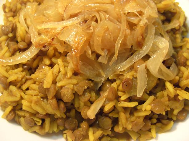 Lentils and Rice With Caramelized Onions. Photo by JustJanS