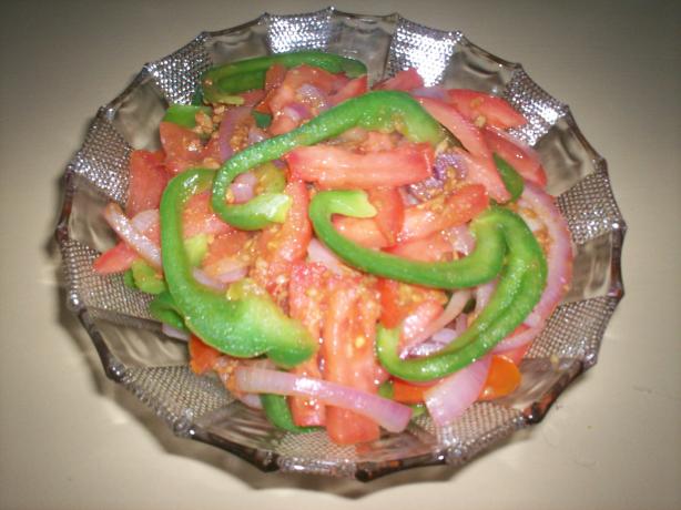 Sauteed Onion, Green Pepper, & Tomato Salad. Photo by Debbwl
