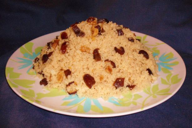 Mesfouf Qsentena - Sweet Couscous With Dates & Nuts. Photo by Um Safia
