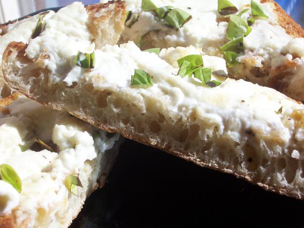 Inspirational Goat's Cheese on Garlic Ciabatta Toast. Photo by alligirl