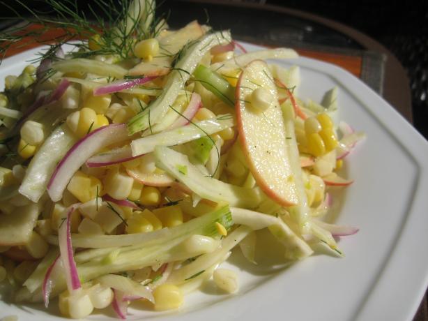 Fennel Salad With Apples and Fresh Corn. Photo by Chouny