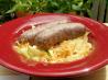 Beer Braised Bratwurst With Sauerkraut. Recipe by threeovens