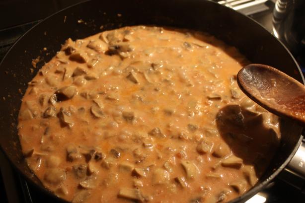 Fettucine With Rosy Mushroom Sauce. Photo by Rhiannon and Matt