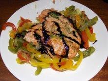 Roasted Salmon With Peperonata and Balsamic Syrup. Photo by southshore cook