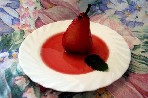 Poached Pink Pear Delight. Photo by HeatherFeather