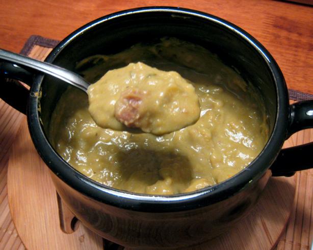Pea Soup With Bratwurst - Crock-Pot. Photo by yogiclarebear
