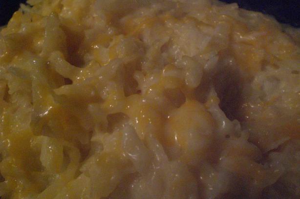 Mom's Cheesy Potato Casserole Aka Funeral Potatoes. Photo by Rollin in the Dough!