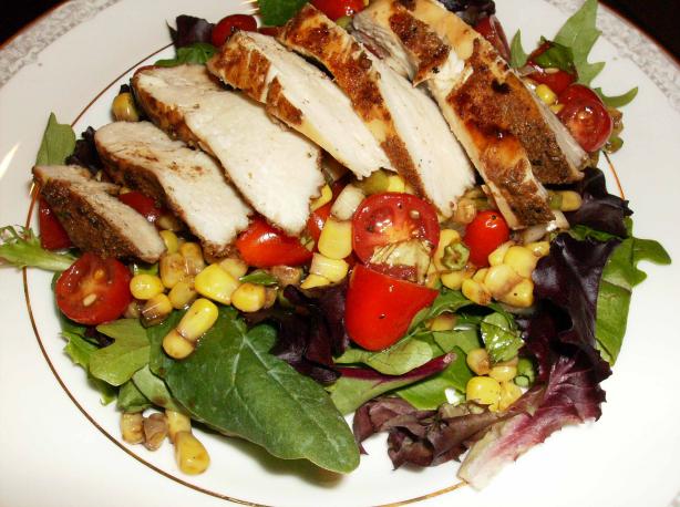 Coriander Chicken With Tomato Corn Salad. Photo by mersaydees
