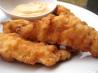 Spicy Garlic Buttermilk Battered Fried Chicken Strips. Recipe by Bruce Gurnick