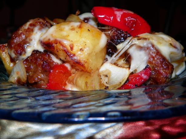 Roasted Italian Sausage and Potatoes With Mushrooms and Peppers. Photo by Baby Kato