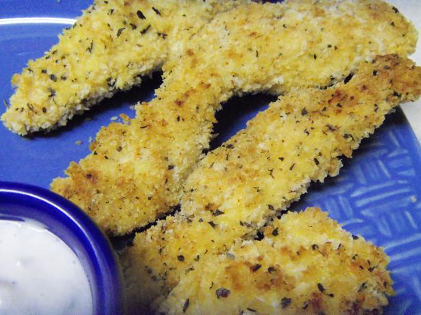 Spicy Baked Chicken Tenders With a Garlic Basil Aioli. Photo by alligirl