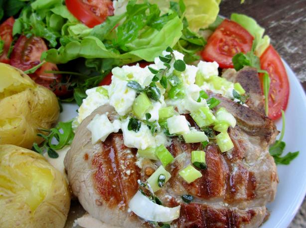 Oregano Lamb Steaks With Lemon, Olive Oil and Feta Cheese Mash. Photo by French Tart