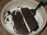 Store Bought Chocolate Cake and Milk. Photo by Acadia*