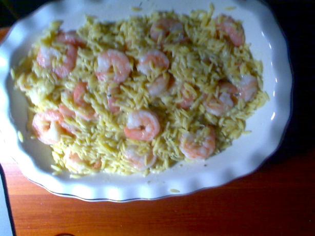 Yummy Orzo Pasta With Shrimp. Photo by anichka20