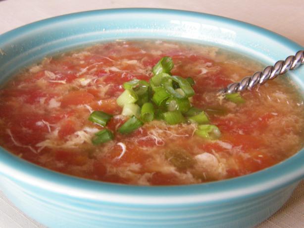 Egg Drop & Tomato With Green Chilies Soup. Photo by mydesigirl