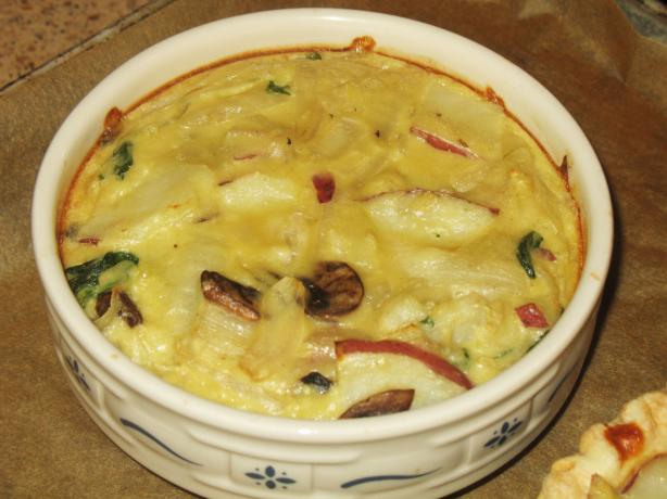 Self-Crusting Mushroom and Spinach Quiche. Photo by Babycat