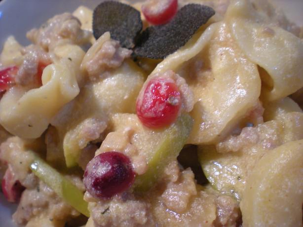 Tortellini With Turkey Sausage in Creamy Butternut  Apple Sage. Photo by Mama's Kitchen (Hope)