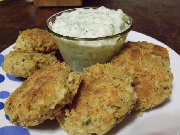 Chickpea Fritters With Tzatziki Sauce. Photo by Darkhunter