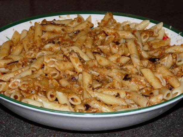 Penne With Eggplant Puree Recipe. Photo by Jencathen