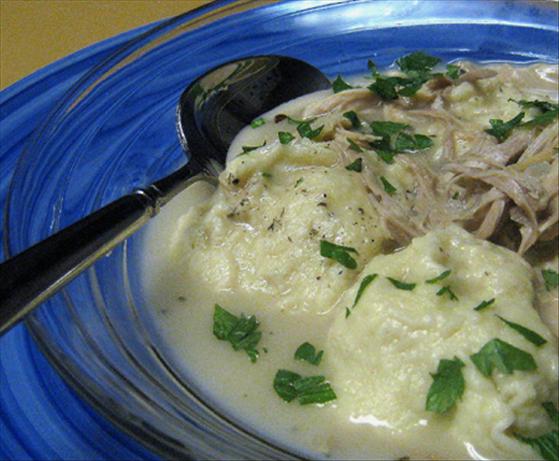 Chicken 'n Dumplings - old style. Photo by Caroline Cooks
