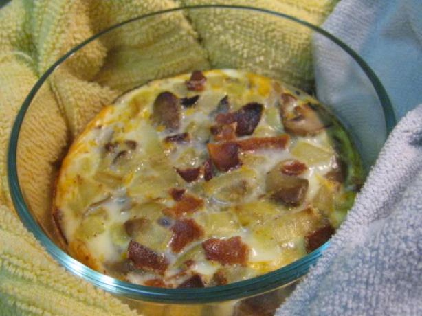 Onion, Bacon, Mushroom Quiche. Photo by brokenburner
